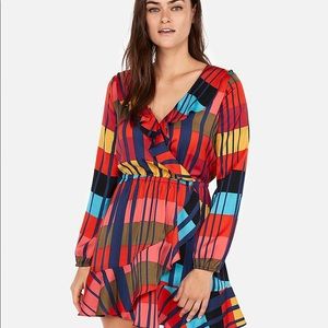 Express multicolor faux wrap dress